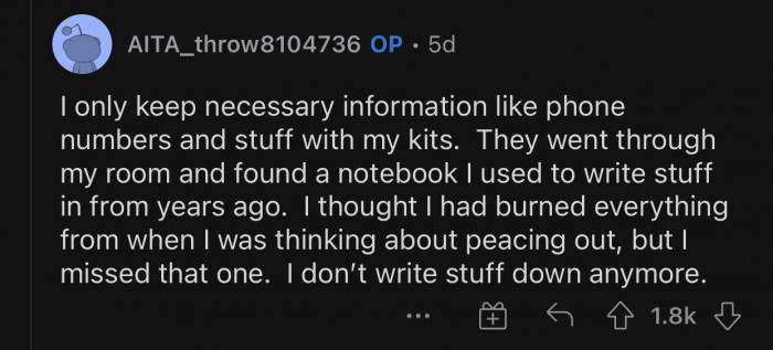 OP stopped writing things down years ago.