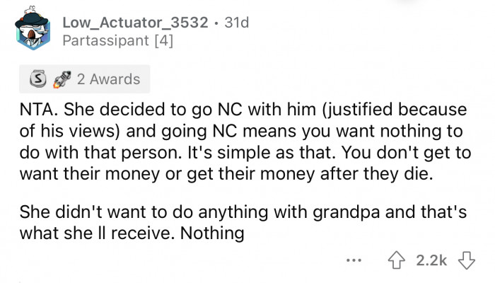 If you want nothing to do with someone, you should not take their money.