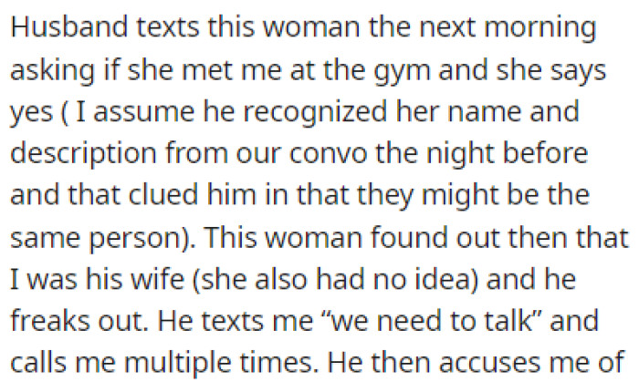 The husband texted the woman to check if it was her
