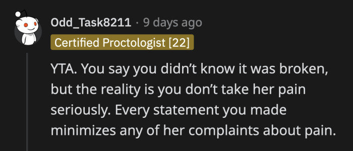 Even after the visit to the doctor, OP still thinks her daughter is overreacting. What a parent.