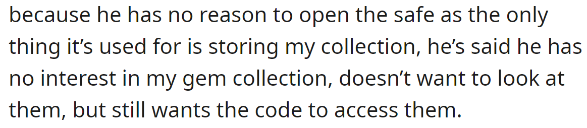 But she told him that he had no reason to know it: