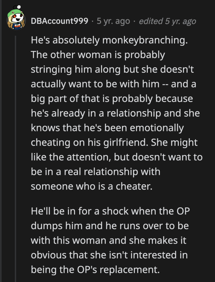 Redditors think he is monkeybranching.