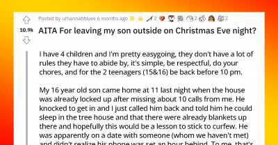 Redditors Were Infuriated At This Mom For Locking Her Son Outside On The Night Of Christmas Eve After Breaking Curfew Hours