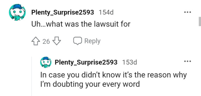 This Redditor Wants to Know What the Lawsuit Was About