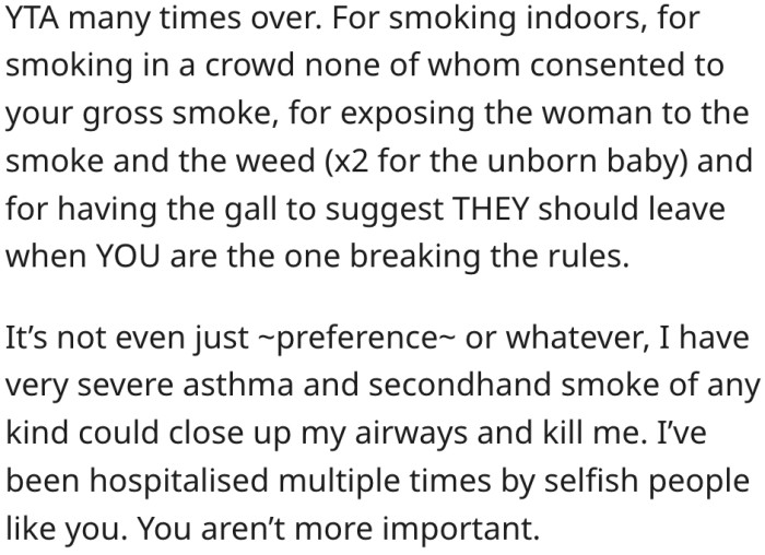 9. There are at least 5 reasons she's the ahole here.