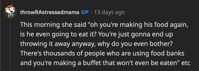 OP elaborated on what her cousin said that morning in a reply to a deleted comment