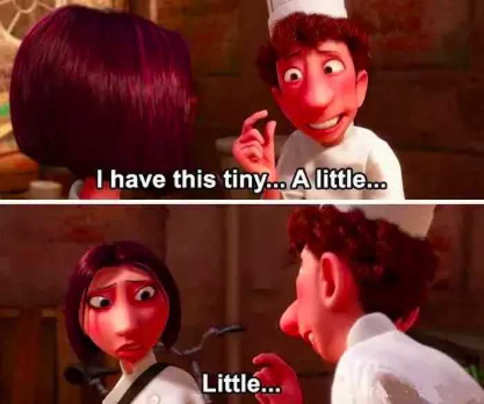 45. In Ratatouille, when Colette looked at Alfredo's 