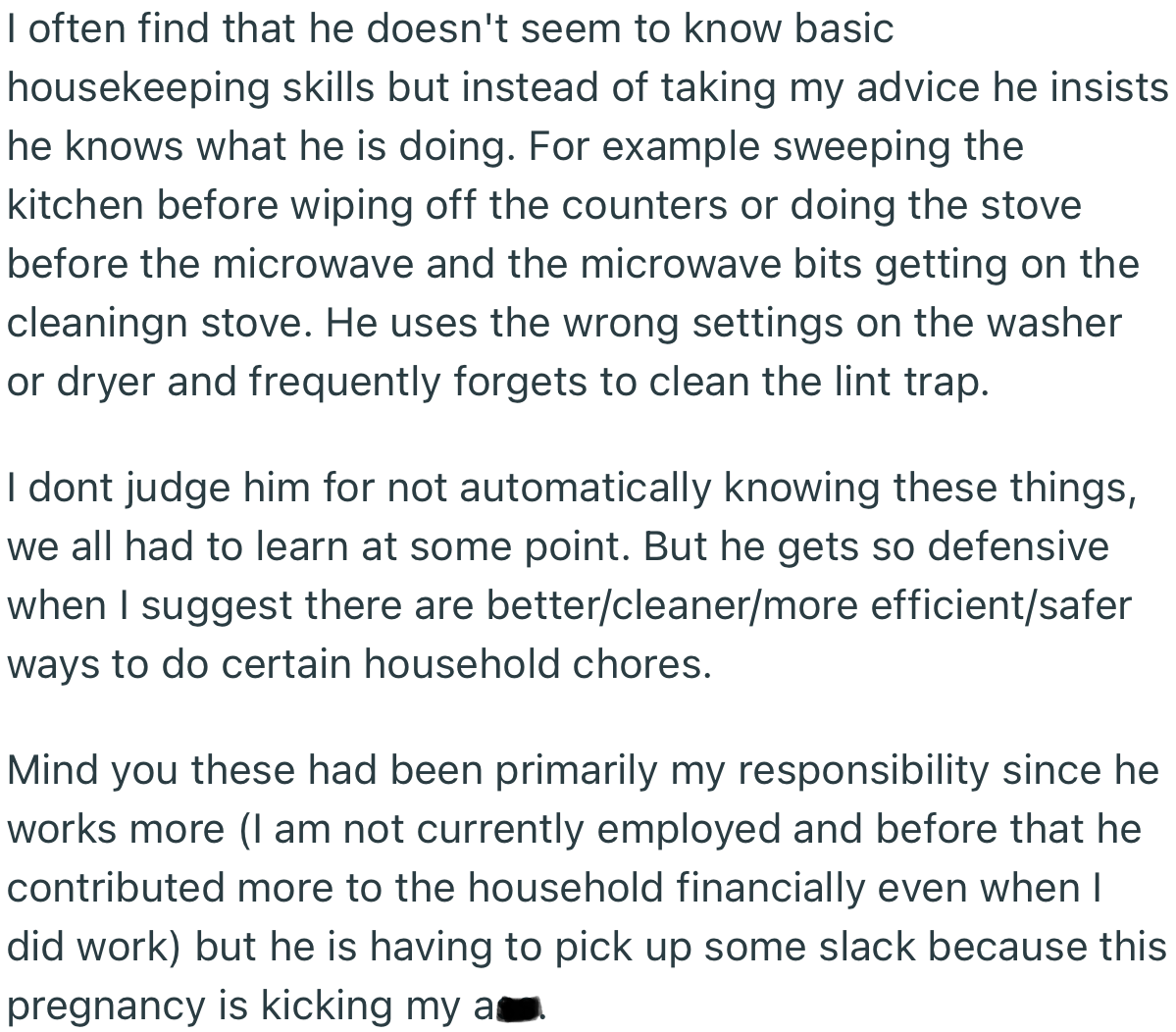 OP’s Husband Has a Habit of Getting Defensive Each Time She Tries Advising Him on More Efficient Ways to Do Some Chores