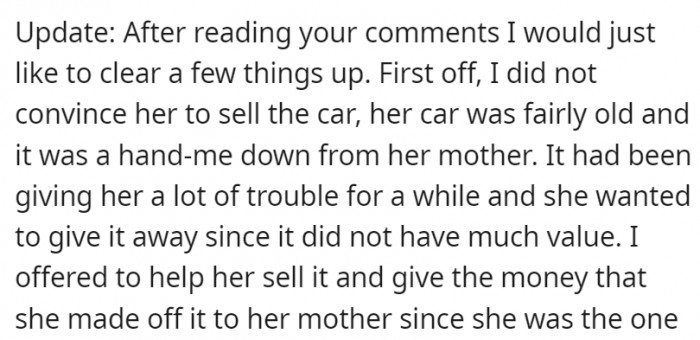 OP also clarified some things.