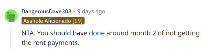 Waiting until month two was already quite generous.