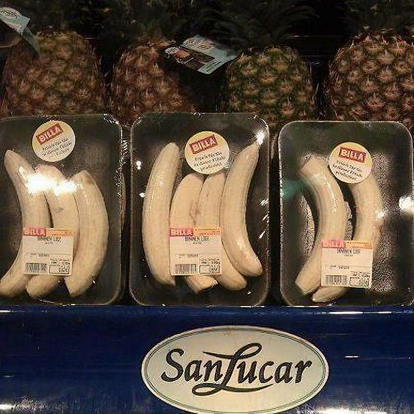 17. Bananas already peeled and wrapped in plastic.