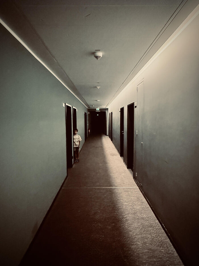 "My Son In The Door Of Our Hotel Room"