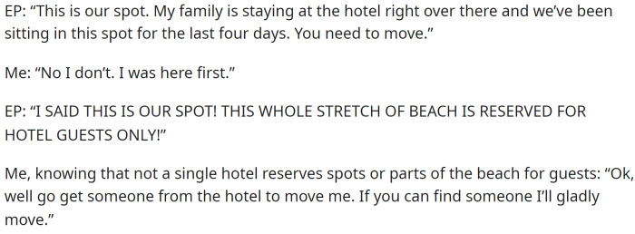 Then she goes into details of what was said after this. We are probably laughing with OP on this one because of how ridiculous she sounds.