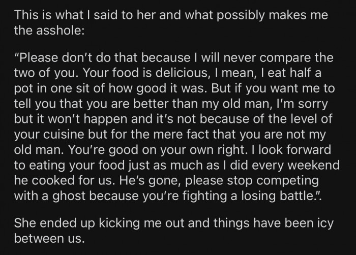 After hearing OP's answer, the girlfriend ended up kicking him out.