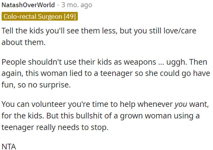 OP should communicate reduced time with the kids