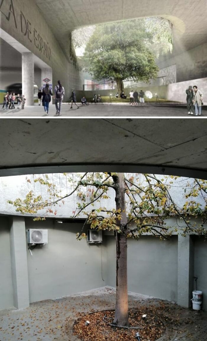 "The Project vs. The Result. From A Government Building In Spain"