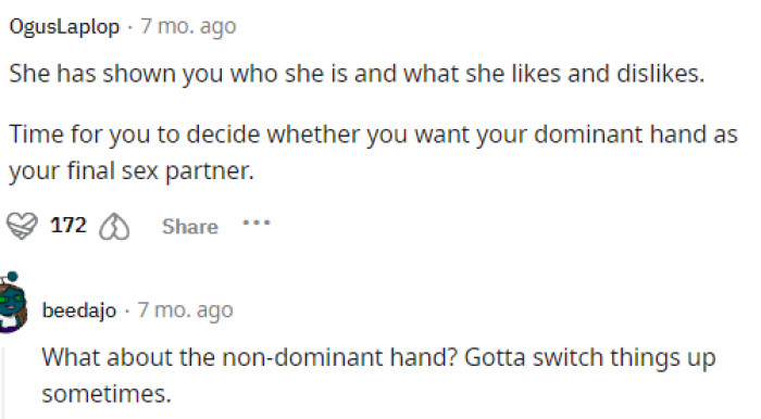 Some people were quite blunt about what OP needed to decide, while others took it as a great opportunity for a humorous joke.