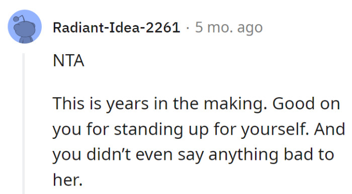It's the grand finale of a years-long stand-up routine, and OP nailed it without a single roast-worthy line.