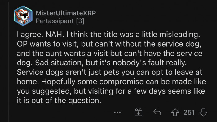 It's a bad situation overall and no one's fault.