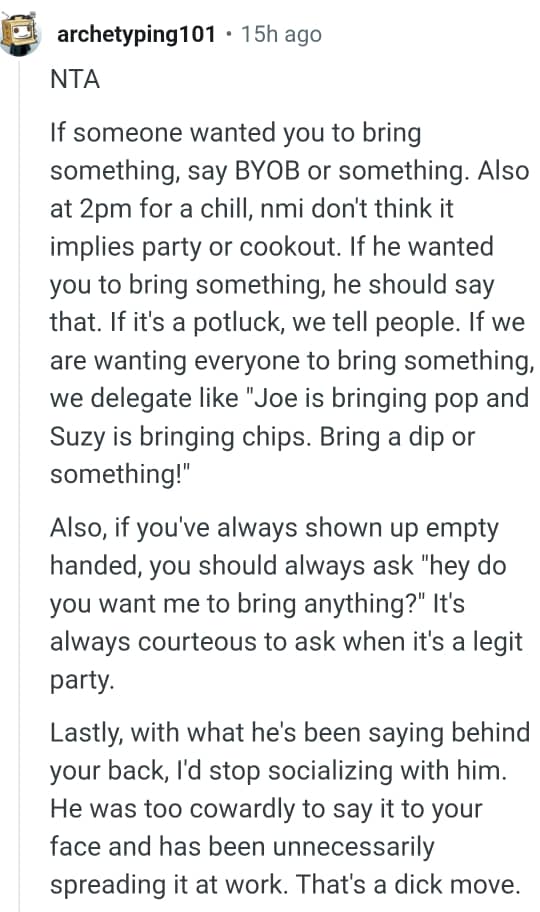 If it's a potluck, you tell people