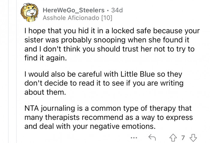 “NTA journaling is a common type of therapy.”
