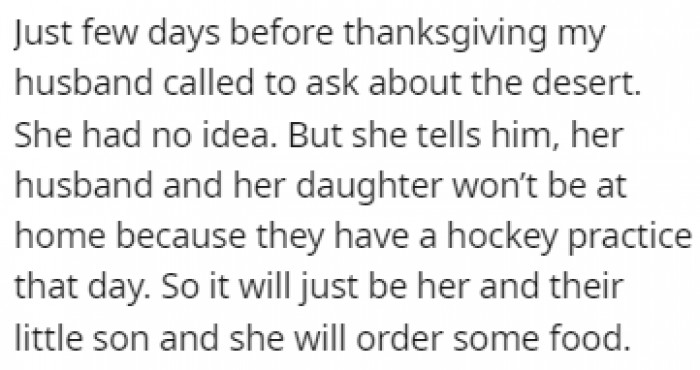 OP's Husband Called His Sister a Few Days Beforehand to Ask About the Dessert, and It Seemed Like She Didn't Care About the Dinner