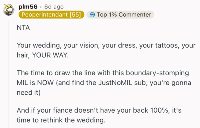 “Your wedding, your vision, your dress, your tattoos, your hair, YOUR WAY.”