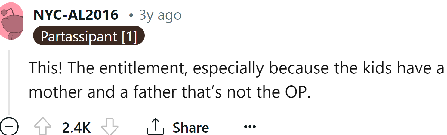 His kids are not the OP's kids