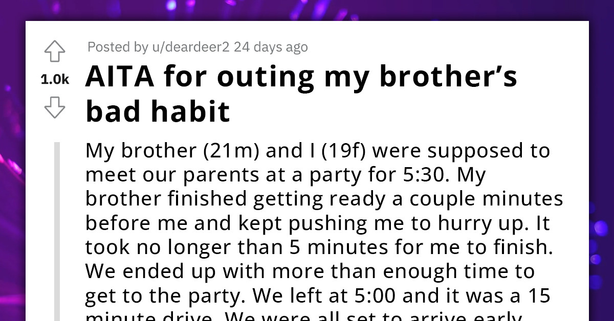 Teenager Reveals His Brother's Bad Habits To Their Parents After He Blamed Her For Their Lateness