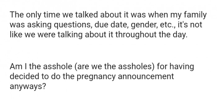 It's not like the OP was talking about it throughout the day