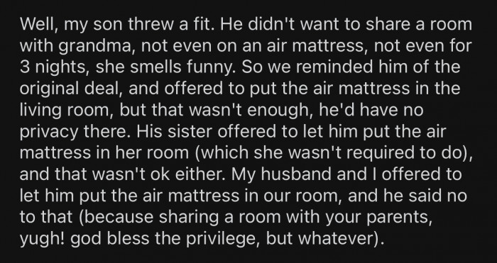 OP's son had an extreme reaction and was completely against the idea.