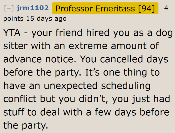 Another Redditor says they shouldn't have canceled since moving out doesn't have to be done on the day of the party.
