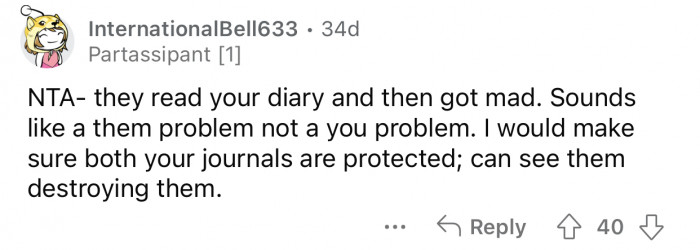OP should keep a closer eye on her journals after this.