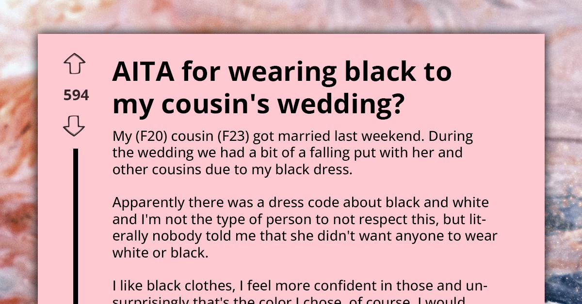 Cousin Ignites Family Feud By Wearing Black To Wedding, Claims She Wasn't Told About Dress Code