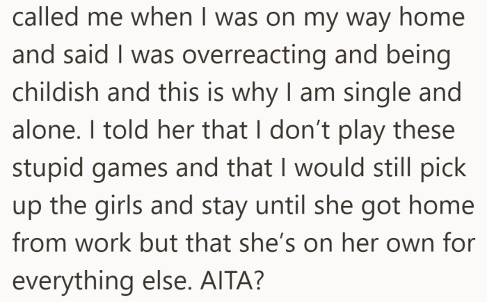 She sets a final boundary, offering limited help but refusing further involvement.