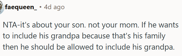 It's About OP's Son, Not Her Mom.