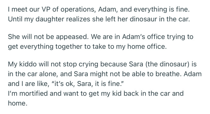 Things got worse at the office, as the little girl kept crying