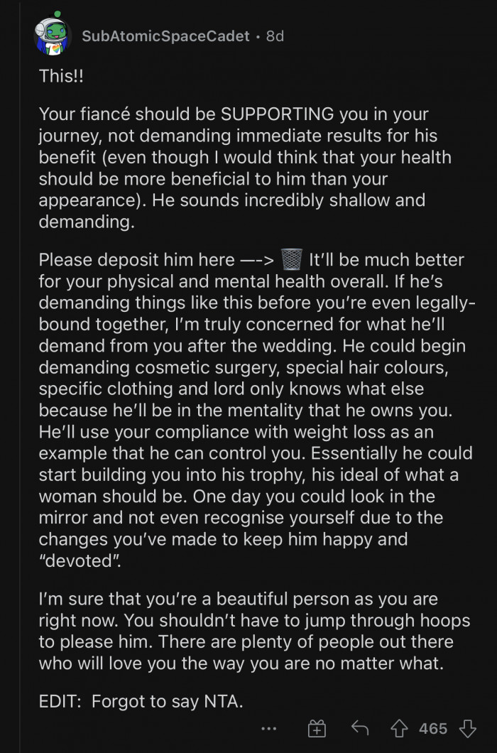 OP should not have to jump through hoops to please her boyfriend.