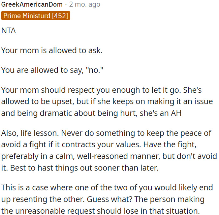 OP should set boundaries; saying 