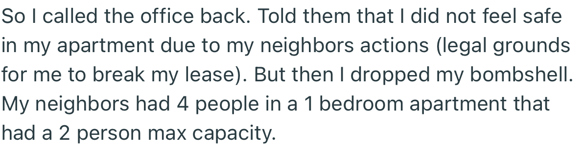 OP decided to pay them back by reporting that they had four people in a two-person apartment
