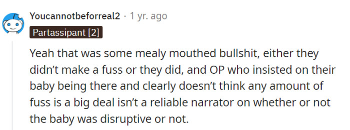 OP's baby turned the wedding into a 