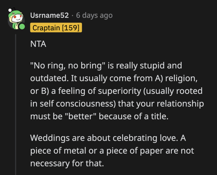 Not the a**hole votes won the day and said Vicky's 