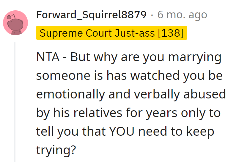Marrying someone who thinks enduring abuse is trying? Time for a rewrite, starring a stronger lead.