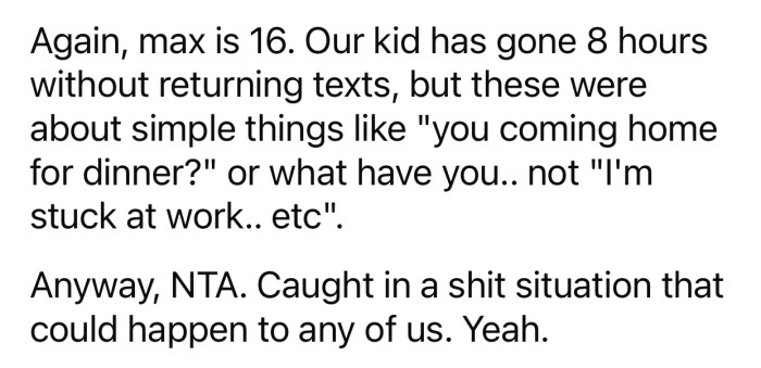 Op was forced into this situation.