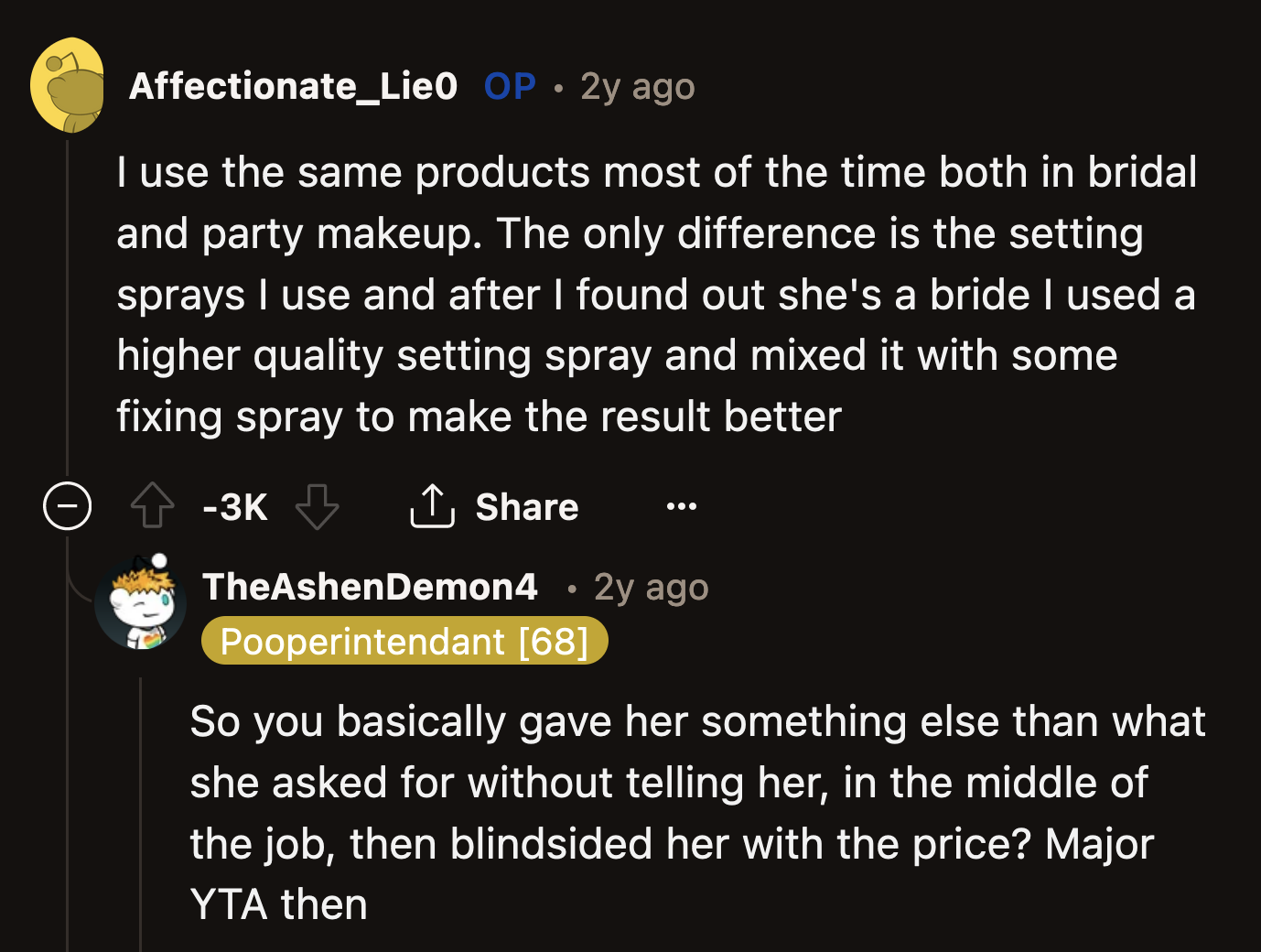 OP stated she uses a different setting spray for bridal makeup.