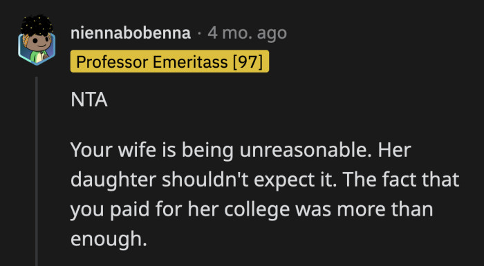 Did she at least speak to her daughter about the way she was mistreating OP?