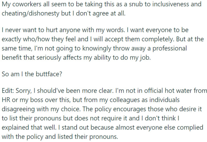 Upholding professional benefit vs. inclusivity concerns