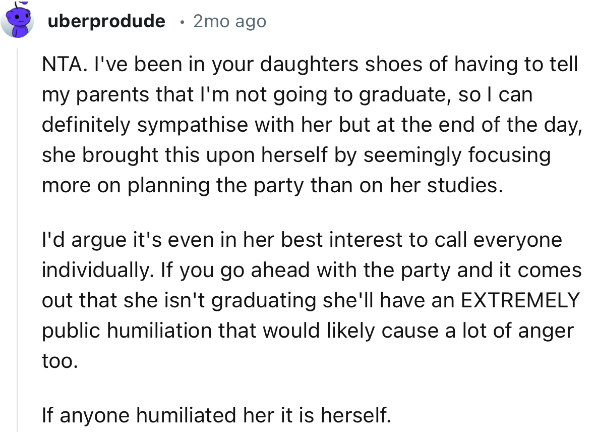 “NTA. I'd argue it's even in her best interest to call everyone individually.”