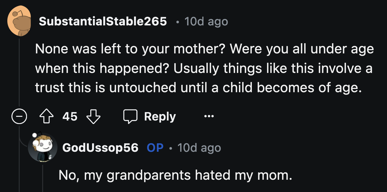 OP's grandparents wouldn't have approved of what their daughter did based on their relationship with her.