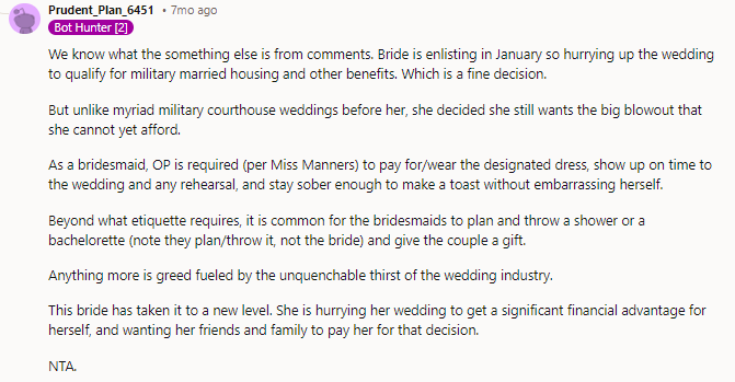 NTA  The answer is sorry I can't afford to help pay for your wedding.